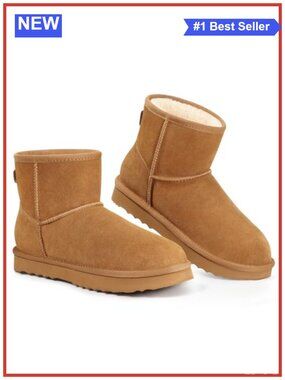 Suede Mini Ankle Snow Boots Fur Lined Winter Booties